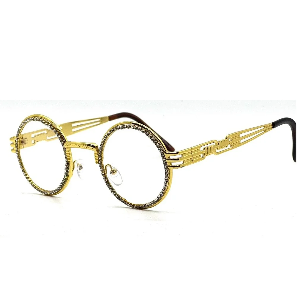 Designer Eyewear Sunglasses dazzling Clear Circle Hip Hop Cholo Street Jewel New